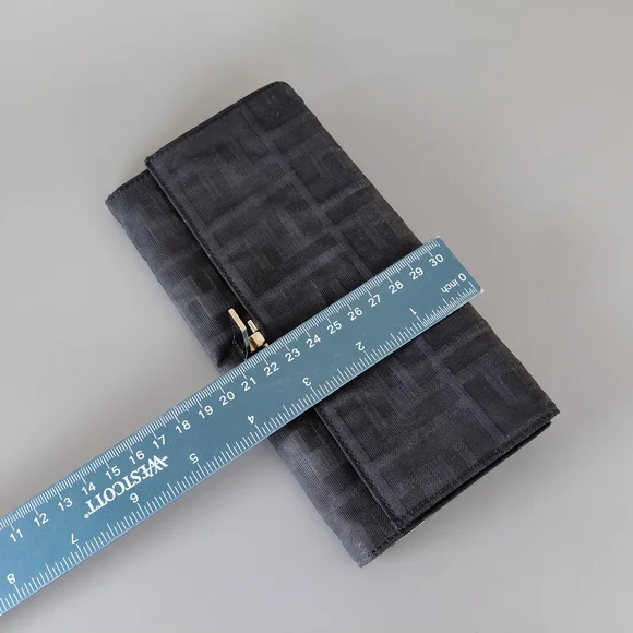 Fendi Textured Black Evening Clutch Wallet Signature